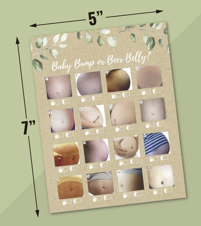 Pink Pixie Studio 30 Beer Belly or Pregnant Baby Bump Game Cards- Baby Shower or Gender Reveal Party Supply Kit- Rustic Gender Neutral Card Design- A Fun Game for Men, Women or Kids. Made in The USA - Image 3